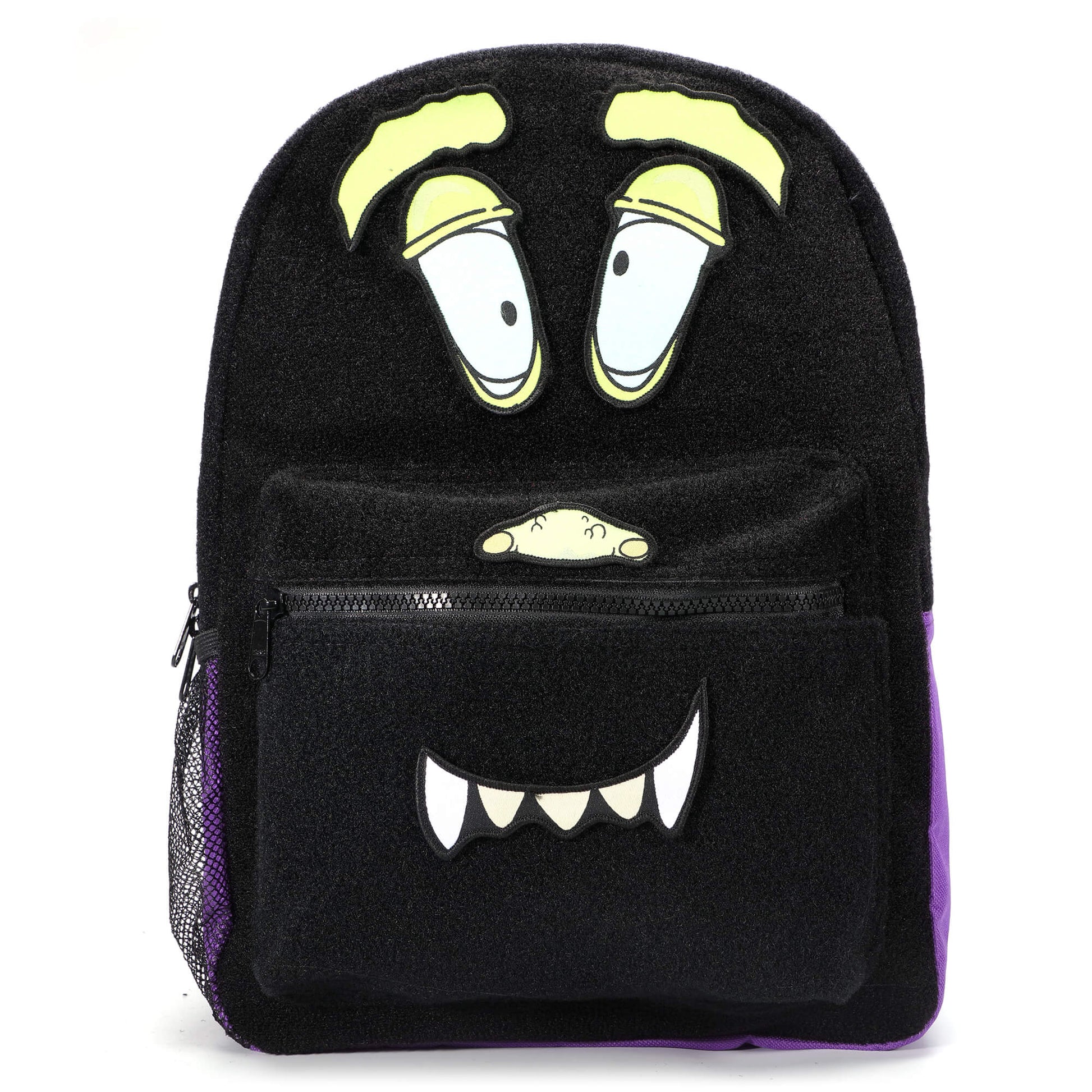 A backpack for kids with a fun and colorful monster character design, featuring multiple pockets and a padded back for all-day comfort.